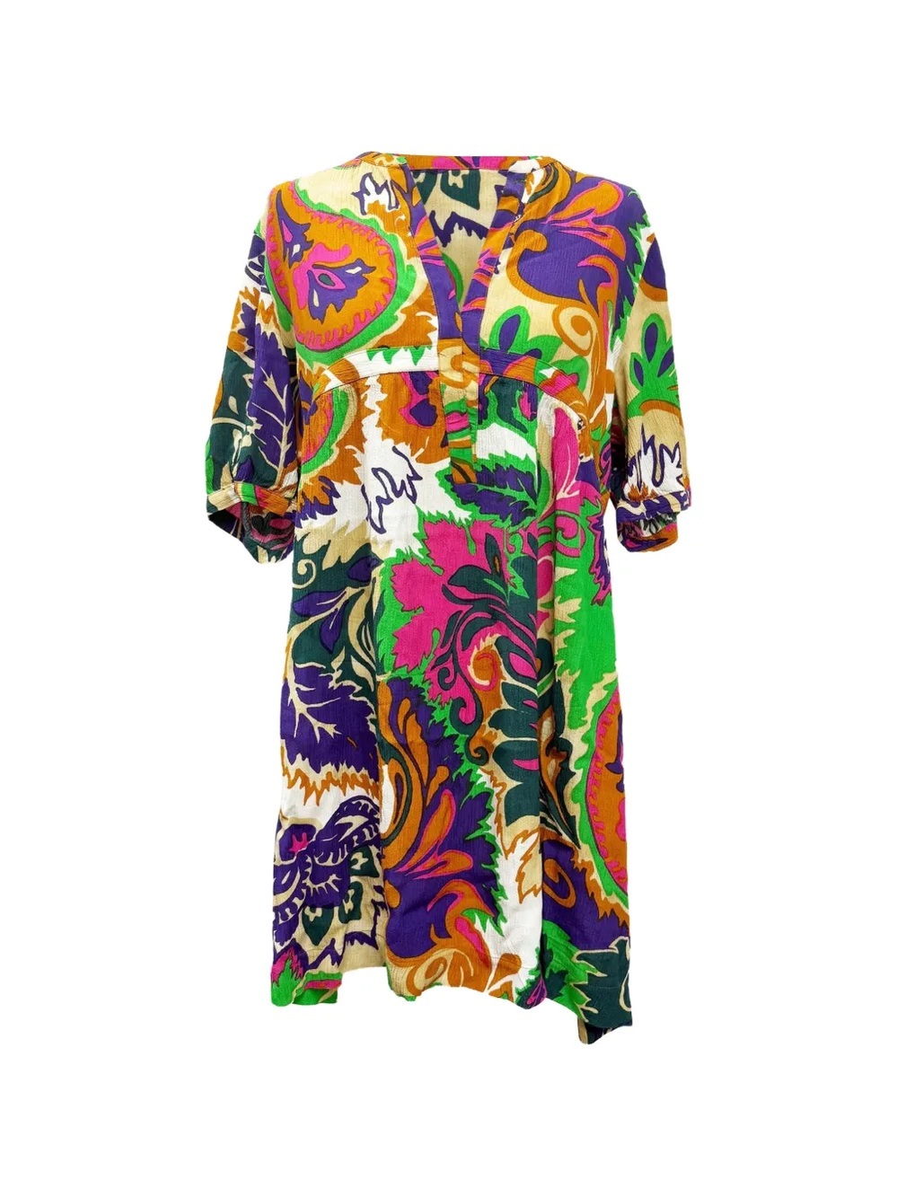 Ba&sh Nilly Printed Mini Gathered Dress Abstract Resortwear Size XS